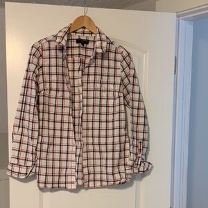 Banana Republic Factory Women's Plaid Button-Down Shirt - Red, Blue, White